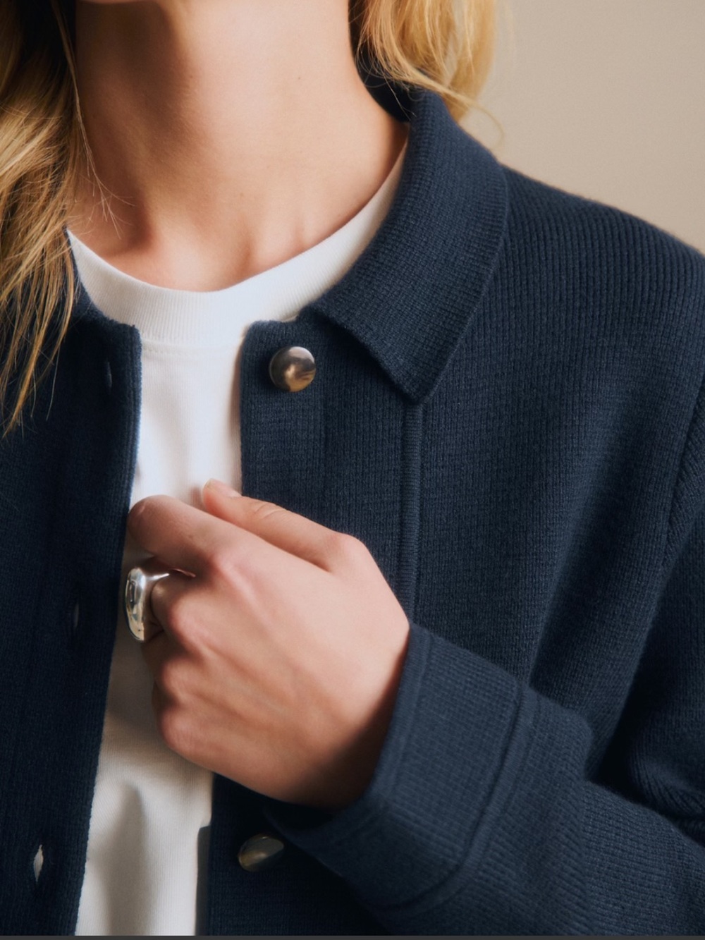 Sezane Navy Will Knit Jacket - Picture 6 of 7